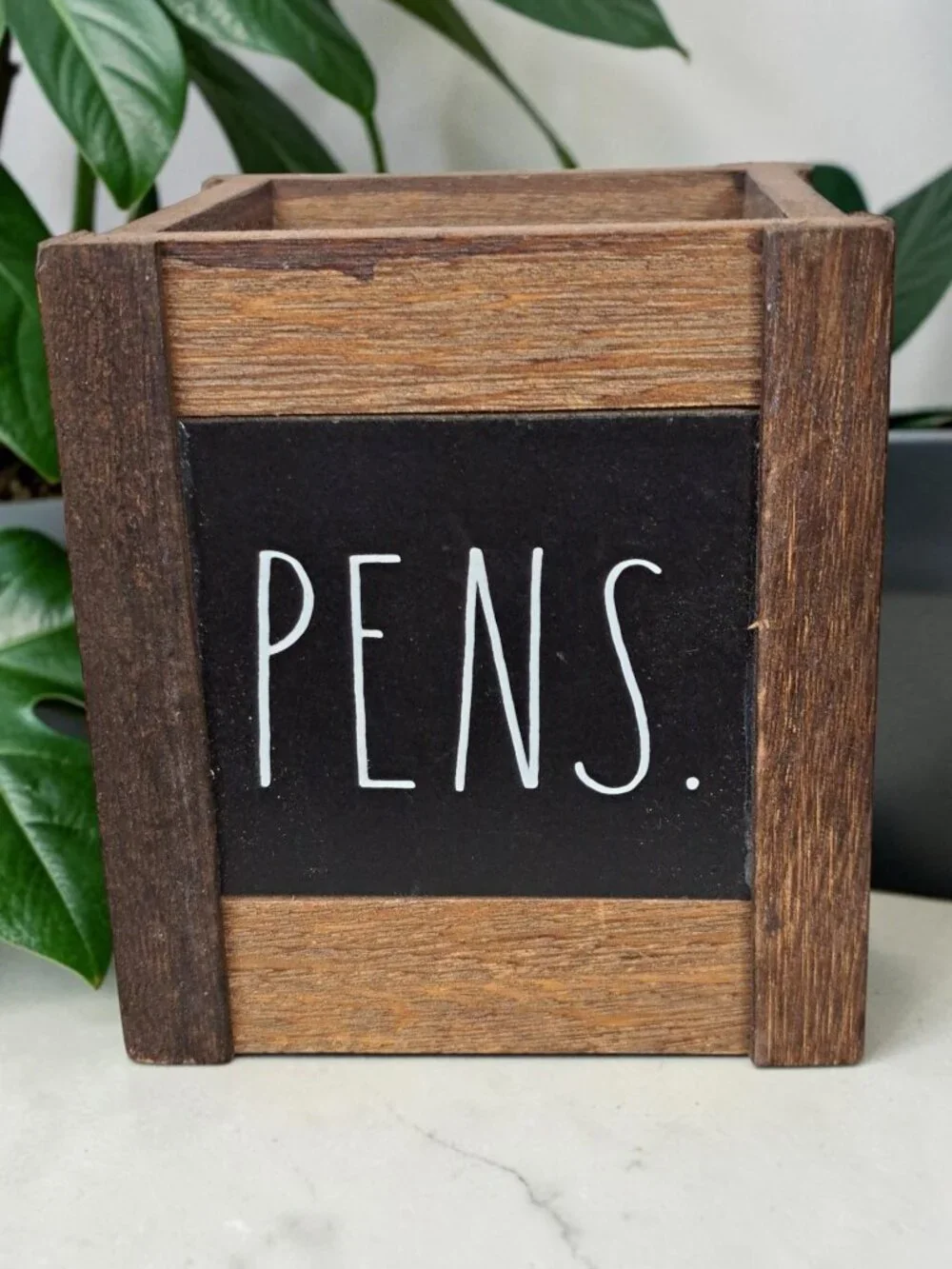 Rae Dunn PEN Holder, Wood Rustic Organizer PENS, Office Desk